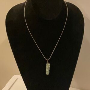 Elegant 18” Silver Necklace with Amazonite Pendant